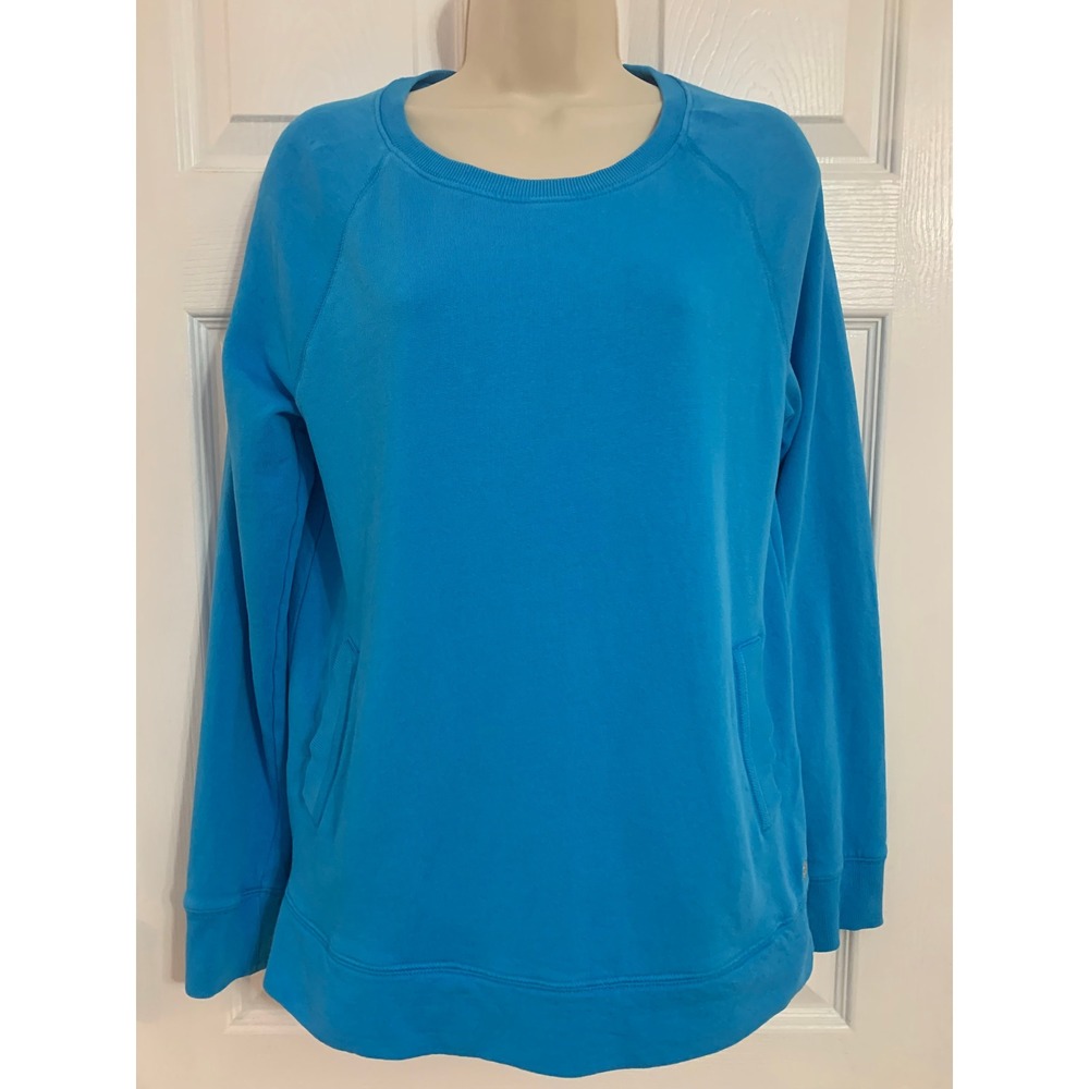 Lilly Pulitzer Luxletic Finn Top Blue Raglan Sweatshirt Side Zip Pockets M